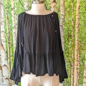 Altar'd State Black Rayon Boho Long Sleeve Peasant Blouse